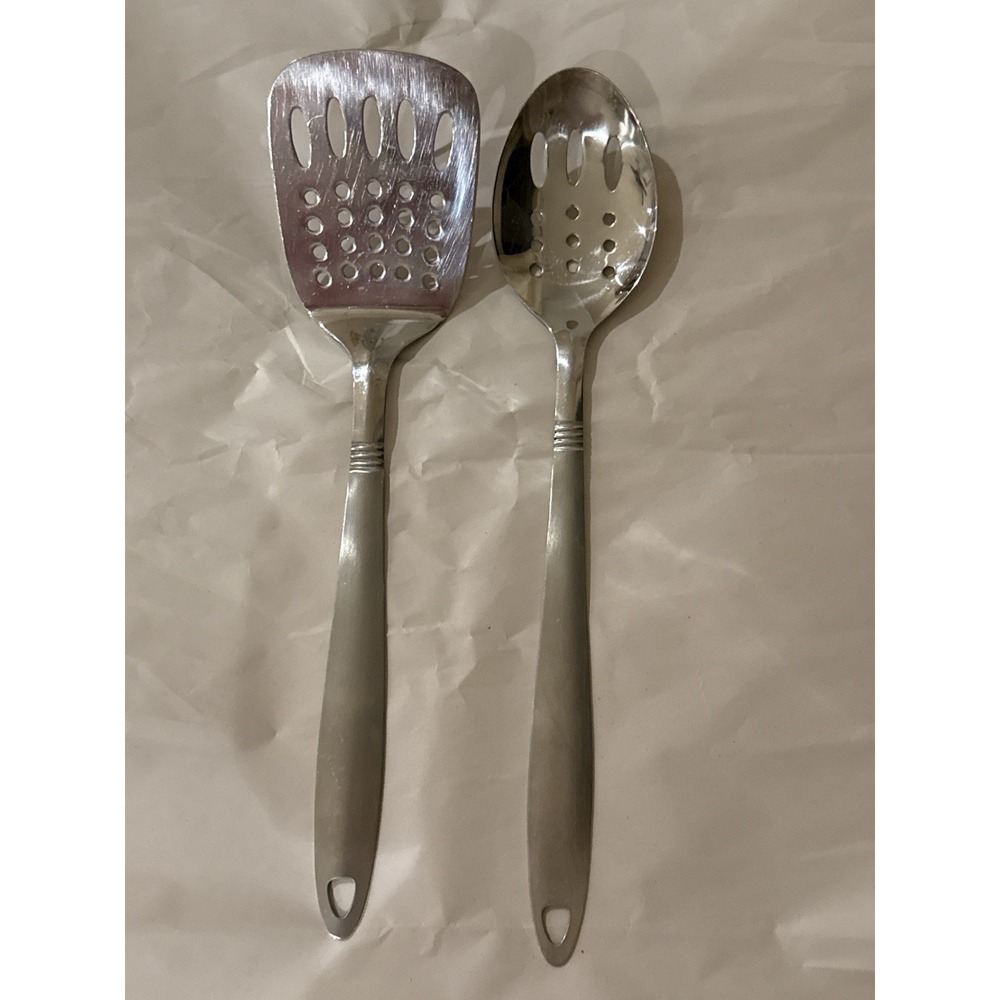 Stainless Steel Slotted Spoon & Skimmer Serving Utensil Set India‎